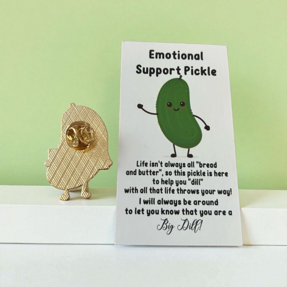 Emotional Support Pickle Enamel Pin - Picture 2 of 3